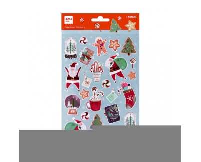 Apli Bolsa con 27 Pegatinas Navideñas Ho Ho Ho - Adhesivo Permanente - Motivos Navideños - Ideal para Decorar Regalos y Tarjetas