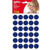 Apli Bolsa de 180 Gomets Redondos Ø 20mm - Adhesivo Permanente - Desarrollo de Habilidades y Creatividad - Ideal para Escuelas Infantiles - Color Azul Oscuro