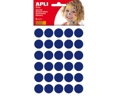 Apli Bolsa de 180 Gomets Redondos &Oslash; 20mm - Adhesivo Permanente - Desarrollo de Habilidades y Creatividad - Ideal para Escuelas Infantiles - Color Azul Oscuro