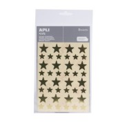 Apli Bolsa de Gomets en Forma de Estrella - Adhesivo Permanente - Adhesivo Base Agua - Libre de Disolventes - Color Oro