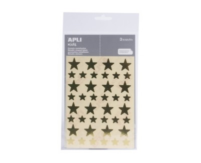 Apli Bolsa de Gomets en Forma de Estrella - Adhesivo Permanente - Adhesivo Base Agua - Libre de Disolventes - Color Oro