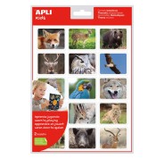 Apli Bolsa de Gomets Realistas Animales en su Habitat - 30 Gomets Rectangulares Tematicos - Adhesivo Removible - Fotografias a Todo Color - Normas EN-71 y FSC - Libre de Disolventes - 100% Reciclables - Bosque