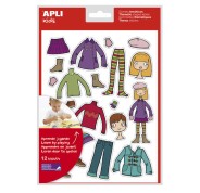 Apli Bolsa de Gomets Tematicos el Armario - 252 Gomets en 12 Hojas - Adhesivo Removible - Desarrollados con Educadores - Adhesivo Base Agua - Libre de Disolventes - Coloridos