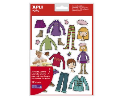 Apli Bolsa de Gomets Tematicos el Armario - 252 Gomets en 12 Hojas - Adhesivo Removible - Desarrollados con Educadores - Adhesivo Base Agua - Libre de Disolventes - Coloridos