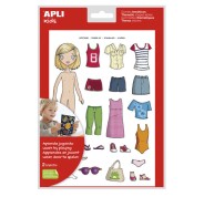 Apli Bolsa de Gomets Tematicos Vestirse Niña - 37 Gomets - Adhesivo Removible - Desarrollados con Educadores - Normas EN-71 y FSC - Adhesivo Base Agua - Libre de Disolventes - ECF - 100% Reciclables - Color Variado