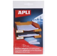 Apli Bolsillos Adhesivos para Etiquetas - Tamaño 25x75mm - Cambia la Informacion de la Etiqueta Segun tus Necesidades - Contiene 12 Bolsillos por Bolsa