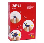 Apli Caja de 6.800 Gomets Rectangulares - 3 Medidas Diferentes 14x8mm, 24x12mm y 35x24mm - Adhesivo Permanente - Ideal para Escuelas Infantiles y Colegios - Colores Surtidos