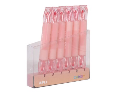 Apli Caramelo Pack de 6 Marcadores Doble Punta 5mm Plana y 2mm Redonda - Ideal para Agendas, Libretas y Calendarios - Color Rosa