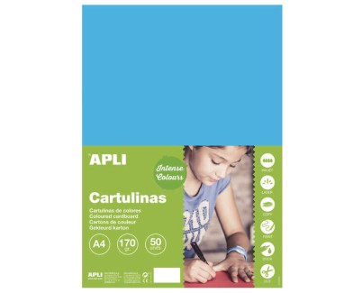 Apli Cartulina Azul Medio A4 170g 50 Hojas