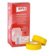 Apli Cinta Adhesiva Amarilla 19mm x 33m - Resistente al Agua y a la Intemperie - Facil de Cortar con las Manos - Ideal para Etiquetar y Marcar - Amarillo