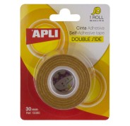 Apli Cinta Adhesiva Doble Cara 30mm x 10m - Facil de Cortar y Aplicar - Adhesion Fuerte y Duradera - Transparente