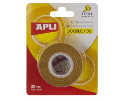 Apli Cinta Adhesiva Doble Cara 30mm x 10m - Facil de Cortar y Aplicar - Adhesion Fuerte y Duradera - Transparente