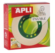 Apli Cinta Adhesiva Invisible 19mm x 33m - Facil de Cortar - Resistente - Ideal para Uso en Oficina - Transparente