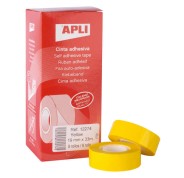 Apli Cinta Adhesiva Polipropileno 19mm x 33m - Resistente al Agua y a la Intemperie - Facil de Cortar con las Manos - Ideal para Etiquetar y Marcar - Color Amarillo