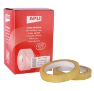 Apli Cinta Adhesiva Transparente 15mm x 66m - Resistente al Agua y a la Intemperie - Facil de Cortar con las Manos - Ideal para Manualidades y Embalaje Transparente