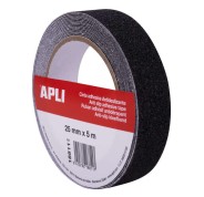 Apli Cinta Antideslizante 25mm x 5m - Resistente al Agua y al Desgaste - Facil de Cortar y Aplicar - Negro