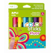 Apli Color Sticks Pack con 6 Temperas Solidas de 6g en Colores Fluor - Acabado Satinado - Secado Rapido - Efecto Cera o Tempera Segun la Presion Ejercida