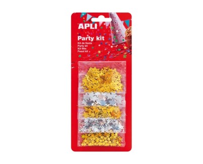 Apli Confeti Estrella Surtido - Ideal para Fiestas, Bodas, Celebraciones Infantiles, Manualidades y Carnaval - Color Oro y Plata