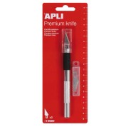 Apli Cuchillo Hobby de Precision Premium - 15mm - Hoja de Acero Inoxidable - Acabado Soft - Reemplazo Facil de Cuchilla - Incluye 3 Cuchillas de Recambio