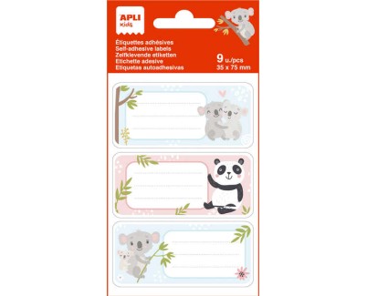 Apli Etiquetas Adhesivas Escolares Koala - Tamaño 81x36mm - 9 Etiquetas por Bolsa - Adhesivo Permanente de Alta Calidad - Color Blanco
