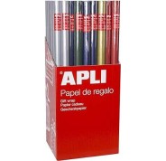 Apli Expositor de 55 Rollos de Papel Regalo Kraft - 11 Rollos por Color - Medidas del Rollo 0.70x2m - Colores Azul Oscuro, Verde Oscuro, Rojo, Oro y Plata