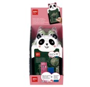 Apli Expositor de 9 Packs de Pizarra para Tiza con Forma de Animal + Caja de 3 Tizas de Colores y Borrador - Medidas 260x155x15mm - Diseños Rana, Oso Panda y Oso