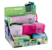 Apli Expositor Zipper Bags de Nylon - Tamaños y Colores Surtidos - Alta Calidad y Durabilidad - Ideal para Documentos, Electronicos y Viajes - Formato B5 para Tablets - Cierre de Cremallera y Transpirable