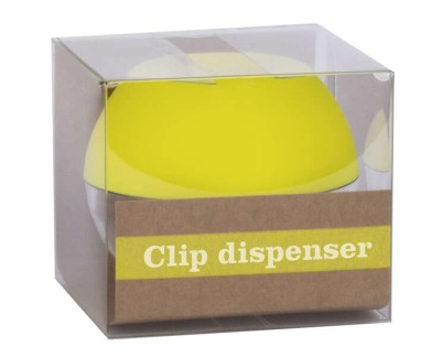 Apli Fluor Collection Dispensador de Clips - Ø 70x60 mm - Tapa Magnetica \"Soft Touch\" - Incluye 50 Clips Amarillo Fluorescente 28 mm