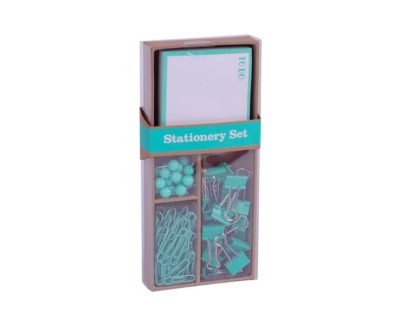 Apli Fluor Collection Set de Oficina - 25 Pins, 80 Clips de 28mm, 20 Pinzas Abatibles de 19mm y Notas Adhesivas de 100 Hojas en Verde Fluor - Dise&ntilde;o Moderno y Llamativo - Producto Reposicionable para Expositor 17684