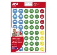 Apli Gomets Cara Feliz Ii - 576 Gomets por Bolsa - 4 Estilos de Cara Diferentes - Motivan y Premian a los Niños - Enseñan a Expresar Sentimientos - Adhesivo Base Agua - Libre de Disolventes