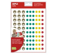 Apli Gomets Cara Feliz Mini - 4 Estilos de Cara Diferentes - 1080 Gomets por Bolsa - Adhesivo Removible - Motiva y Premia a los Niños - Normas de Calidad y Seguridad Cumplidas - Colorido