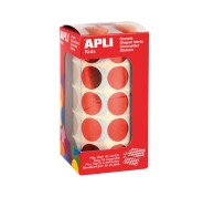 Apli Gomets Redondos Ø 20mm Rojo Metalizado - 59 Hojas Pretroqueladas - 1770 Gomets por Rollo - Ideal para Actividades Creativas con Niños - Normas EN-71 y FSC - Adhesivo Base Agua - Materiales 100% Reciclables