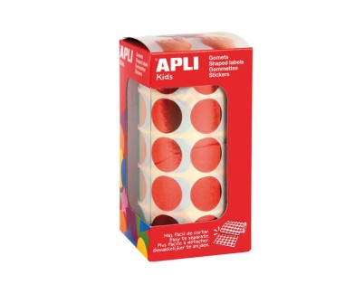 Apli Gomets Redondos &Oslash; 20mm Rojo Metalizado - 59 Hojas Pretroqueladas - 1770 Gomets por Rollo - Ideal para Actividades Creativas con Ni&ntilde;os - Normas EN-71 y FSC - Adhesivo Base Agua - Materiales 100% Reciclables