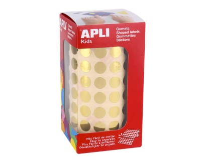 Apli Gomets Redondos de Ø 10.5mm en Oro Metalizado - 59 Hojas Pretroqueladas - 5192 Gomets por Rollo - Ideal para Actividades Infantiles - Cumple con Normas de Calidad y Seguridad