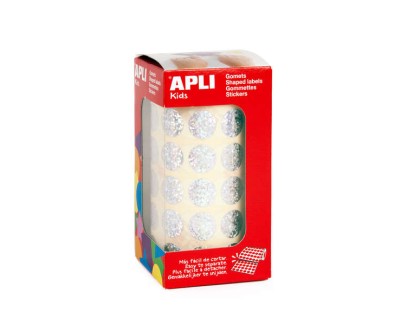 Apli Gomets Redondos Holograficos - Tama&ntilde;o &Oslash; 15mm - Adhesivo Permanente - 59 Hojas Pretroqueladas - Desarrolla la Psicomotricidad Fina y Trabaja Varias Capacidades y Habilidades