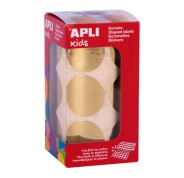Apli Gomets Redondos Oro Metalizado - Ø33mm - 59 Hojas Pretroqueladas - 708 Gomets por Rollo - Cumplen Normas EN-71 y FSC - Adhesivo Base Agua - Libre de Disolventes - Papeles ECF - Materiales 100% Reciclables