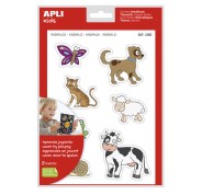 Apli Gomets Tematicos Animales xL - 28 Gomets en 2 Hojas A4 - Desarrollados con Educadores - Adhesivo Removible - Tamaño xL sin Borde - Adhesivo Base Agua - Libre de Disolventes - Coloridos