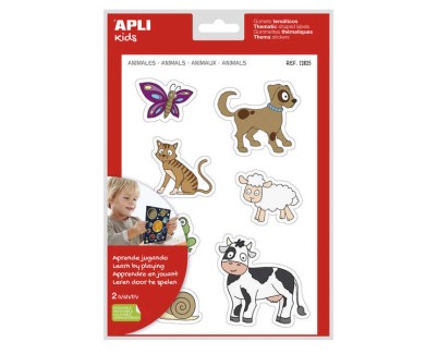 Apli Gomets Tematicos Animales xL - 28 Gomets en 2 Hojas A4 - Desarrollados con Educadores - Adhesivo Removible - Tamaño xL sin Borde - Adhesivo Base Agua - Libre de Disolventes - Coloridos
