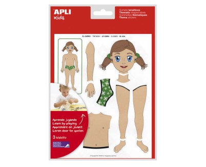 Apli Gomets Tematicos el Cuerpo - 156 Gomets - Desarrollados con Educadores - Ayudan a Identificar Partes del Cuerpo - Desarrolla Habilidades Motoras - Adhesivo Removible - Adhesivo Base Agua - Libre de Disolventes - Colorido