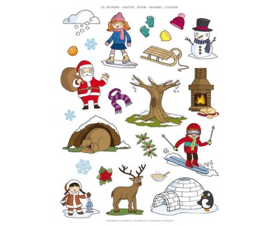 Apli Gomets Tematicos el Invierno - 276 Gomets en 12 Hojas - Ilustraciones Educativas - Adhesivo Removible - Ideal para Escuelas - Adhesivo Base Agua - Libre de Disolventes - Colorido