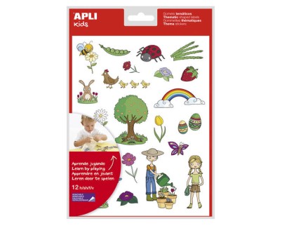 Apli Gomets Tematicos la Primavera - 264 Gomets en 12 Hojas - Ilustraciones Educativas - Adhesivo Removible - Formato Escolar - Adhesivo Base Agua - Libre de Disolventes - Colorido