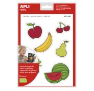 Apli Gomets Tematicos las Frutas xL - 22 Gomets en 2 Hojas A4 - Desarrollados con Educadores - Adhesivo Removible - Seguros y Ecologicos - Ilustraciones Divertidas - Tamaño xL sin Borde - Coloridos