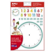 Apli Gomets Tematicos las Horas - 360 Gomets en 12 Hojas - Ayuda en el Aprendizaje de las Horas y Habilidades Motoras - Adhesivo Removible - Ideal para Escuelas - Adhesivo Base Agua - Libre de Disolventes - Colorido