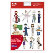 Apli Gomets Tematicos las Profesiones - 144 Unidades - Adhesivo Removible - Desarrollados con Educadores - Ilustraciones Divertidas - Adhesivo Base Agua - Libre de Disolventes - Coloridos