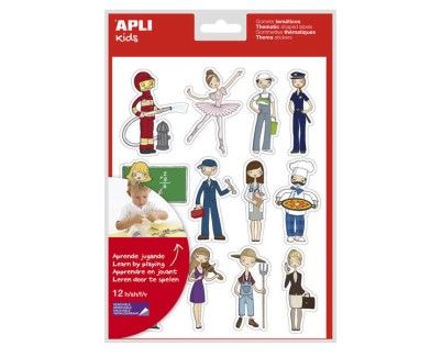 Apli Gomets Tematicos las Profesiones - 144 Unidades - Adhesivo Removible - Desarrollados con Educadores - Ilustraciones Divertidas - Adhesivo Base Agua - Libre de Disolventes - Coloridos