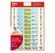 Apli Gomets Tematicos los Numeros - 660 Gomets en 12 Hojas - Ayuda a Identificar y Cuantificar Numeros - Adhesivo Removible - Ideal para Escuelas - Adhesivo Base Agua - Libre de Disolventes - Color Variado