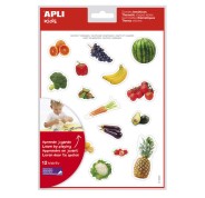 Apli Gomets Tematicos Realistas Alimentos del Huerto - 216 Gomets - Adhesivo Removible - Ideal para Desarrollar Habilidades Motoras - Normas EN-71 y FSC - Libre de Disolventes - 100% Reciclables - Coloridos