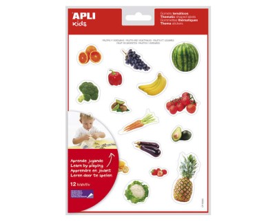Apli Gomets Tematicos Realistas Alimentos del Huerto - 216 Gomets - Adhesivo Removible - Ideal para Desarrollar Habilidades Motoras - Normas EN-71 y FSC - Libre de Disolventes - 100% Reciclables - Coloridos