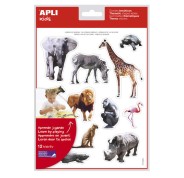 Apli Gomets Tematicos Realistas Animales Sabana - 144 Gomets - Adhesivo Removible - Ideal para Desarrollar Habilidades Motoras - Adhesivo Base Agua - Libre de Disolventes - Coloridos