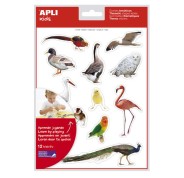 Apli Gomets Tematicos Realistas de Aves - 144 Gomets en 12 Hojas - Imagenes Realistas para Relacionar Aves - Desarrolla Habilidades Motoras - Adhesivo Removible - Adhesivo Base Agua - Coloridos